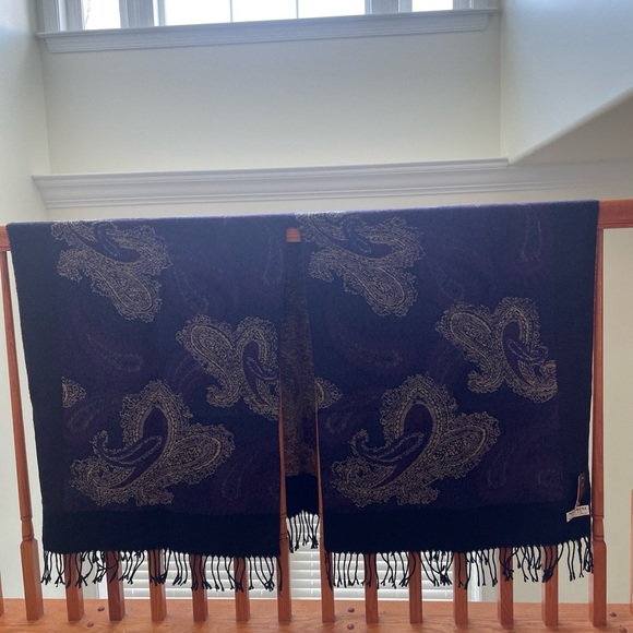 Pashmina/Silk Women Shawl Wrap Scarf Purple Floral Print Pattern - Picture 3 of 4